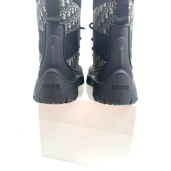 Men\'s Dior Garden Oblique Black/Beige Lace Up Combat Boots Size 41 main image 12